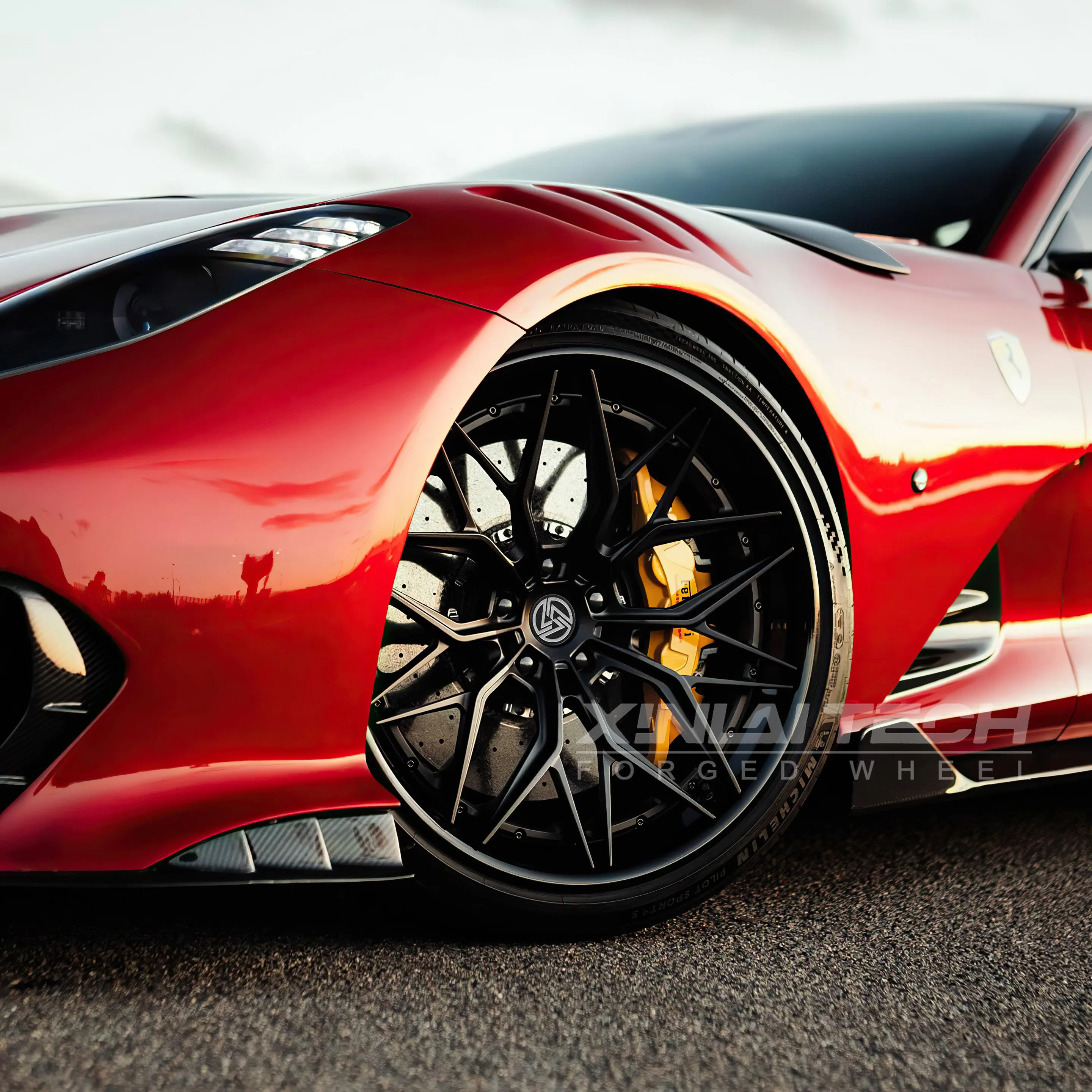 XL 2 Piece Matte Black Deep Lip Deep Dish Concave Forged Wheel 5x112 5x114.3 5x120 Custom Wheels for ferrari lamborghini - Image 1