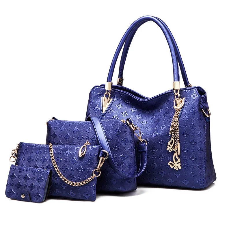 blue leather handbolsa