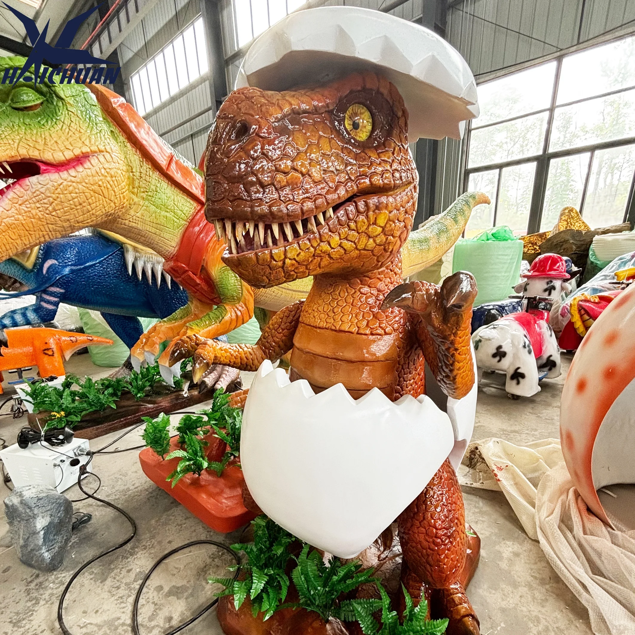 Other Amusement Park Product New Born Animatronic Hatching Baby T-rex Dinosaur From an Egg