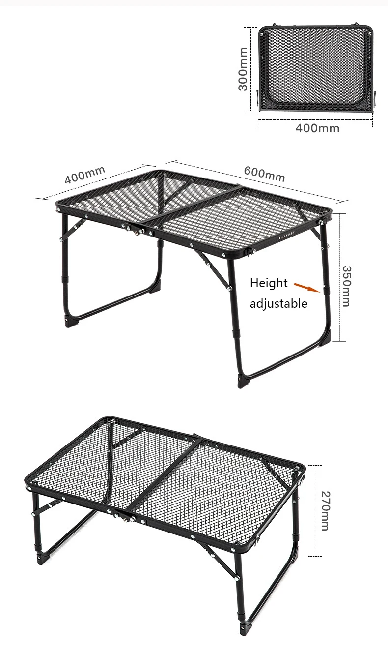 Outdoor Foldable Table Lightweight Iron Mesh Camp  For Camping Folding Picnic Table