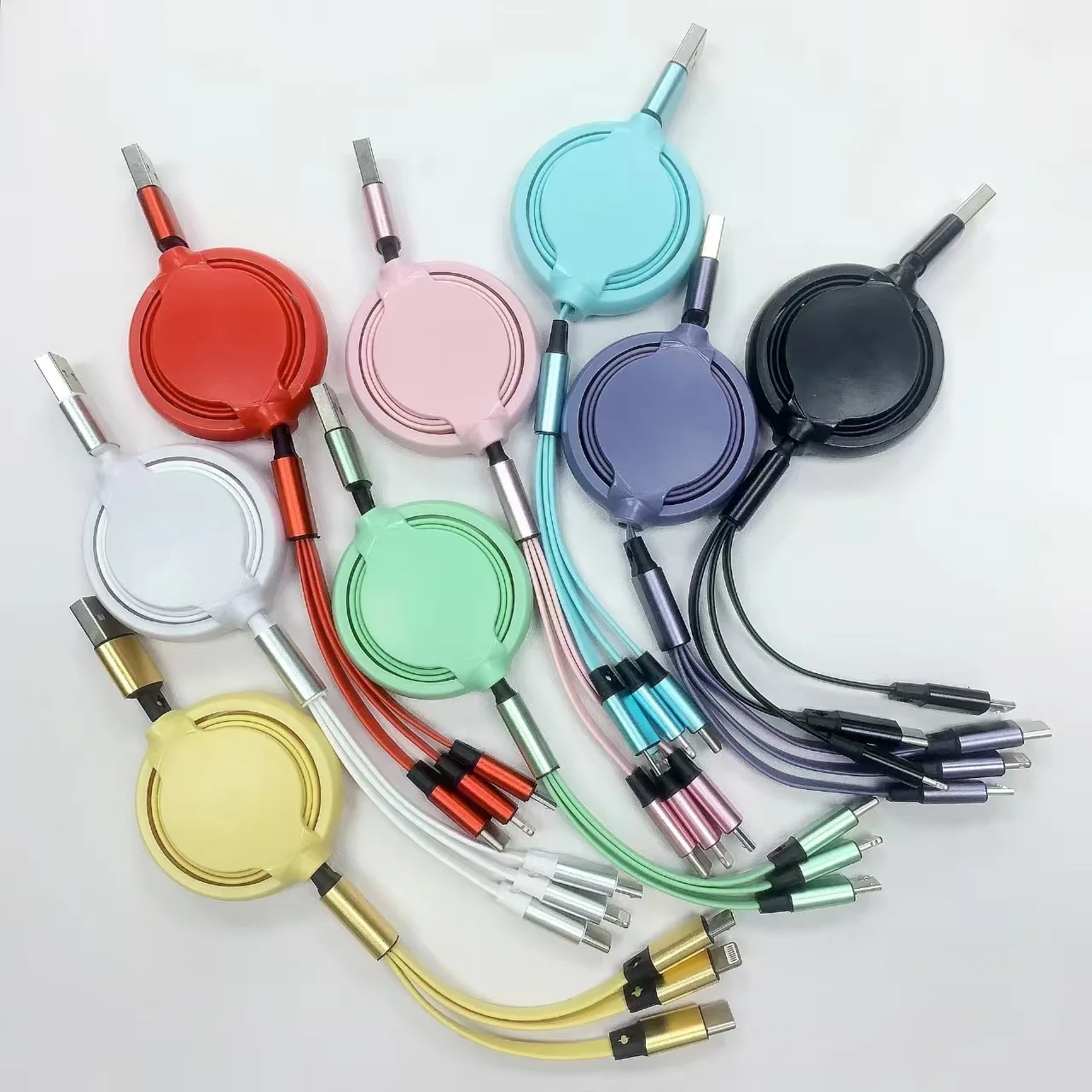 3-in-1 Fast Charging Retractable Phone Charging Cable with Custom Logo Small Gift Multi-Functional preview 2