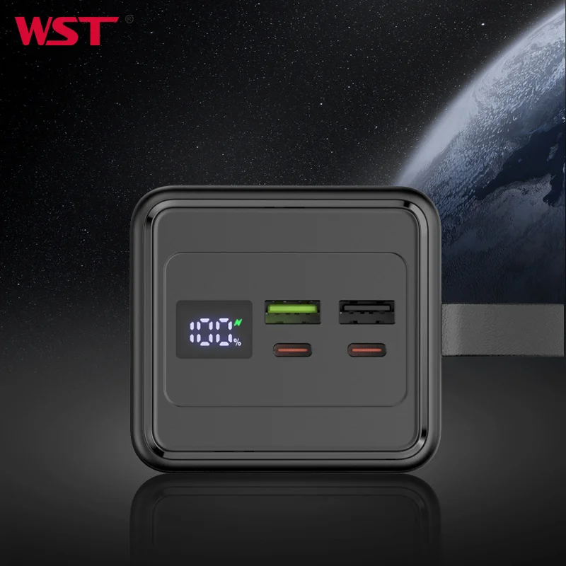 WST Floodlight LED Display Rope Handle Power Banks Outdoor Mobile Phone Portable High Capacity 50000mah Fast Charging Power Bank