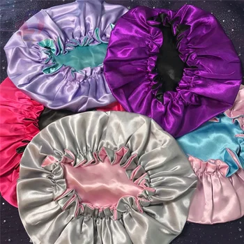 Wholesale free logo free sample luxury hair head satin bonnets