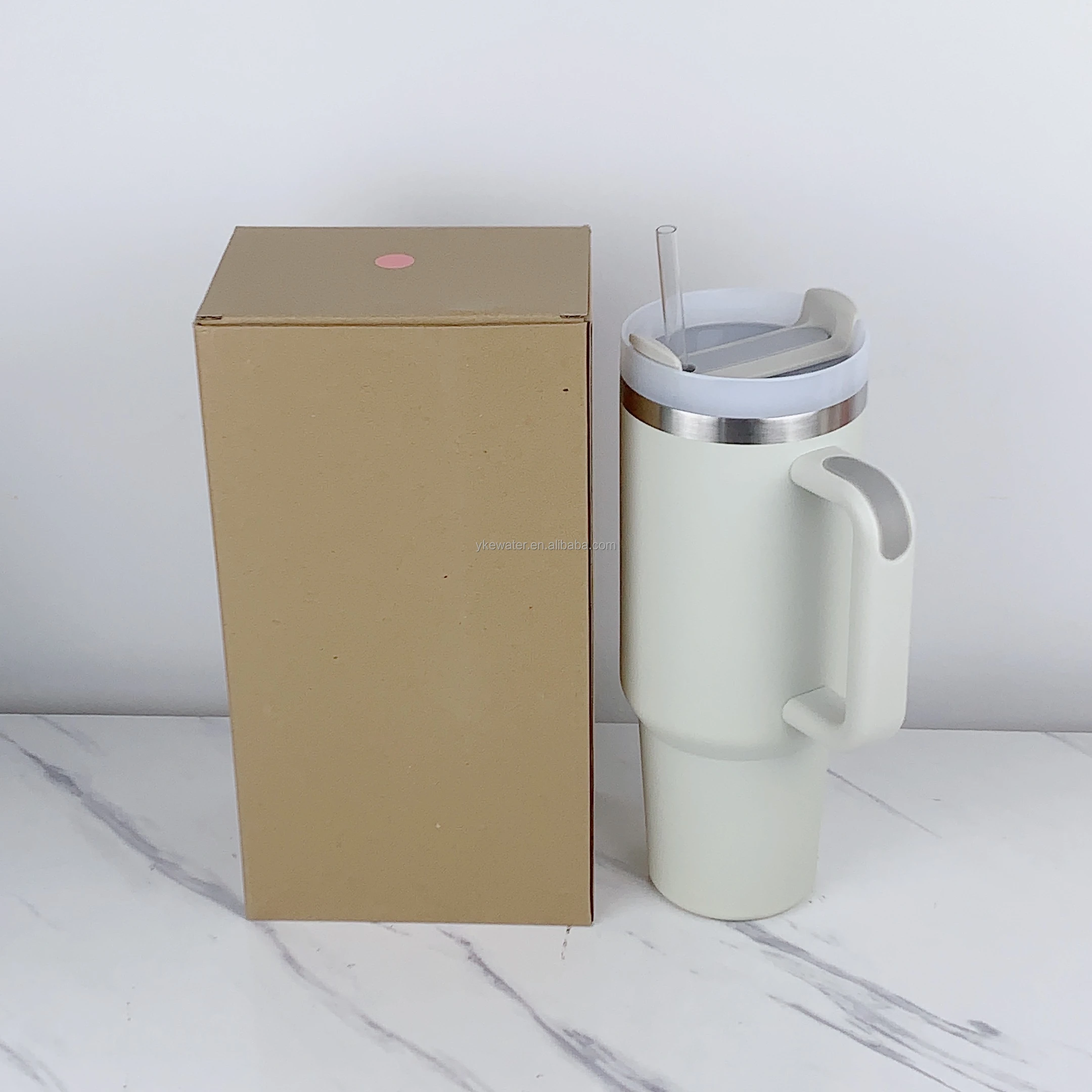 40oz Tumbler With Folding Straw Reusable Stainless Steel Water Bottle