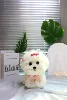 25cm white dog  with pink decorations