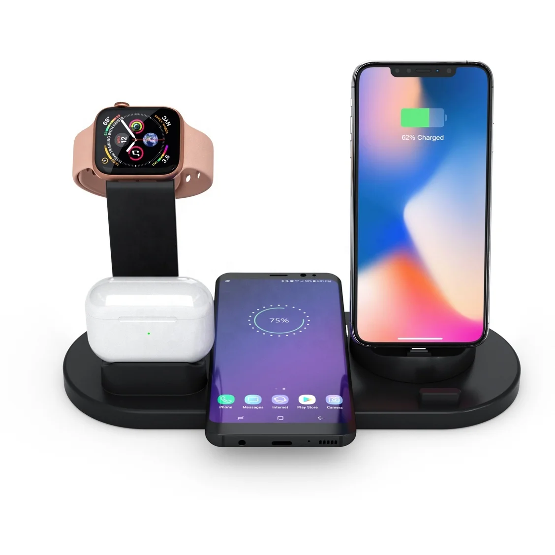 Amazon Best Seller On Alibaba Most Sold Product Fast 3 Qi AirPods IWatch Phone 6 in 1 Wireless Charger