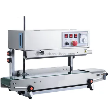 100% Warranty Vertical Continuous Band Sealing Machine+ Seal Belt+date Printing+Stainless Steel