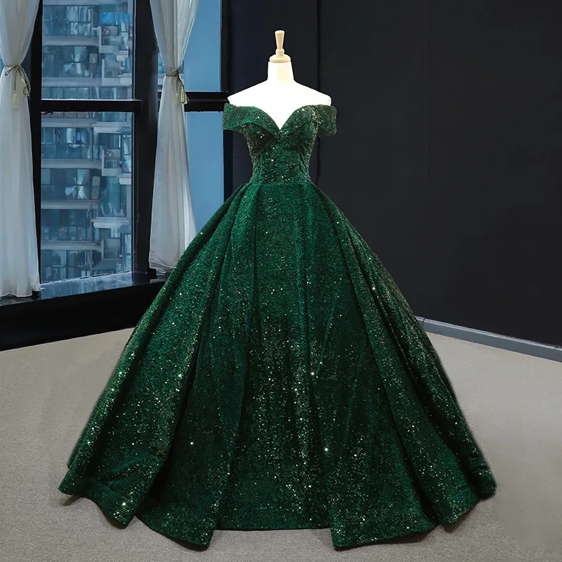 aliexpress formal dresses Colorful Tulle Sequin Off-Shoulder Wedding Dress Princess Style Floor-Length Evening Host for Party Stage Performance STYLE: JUMPSUIT