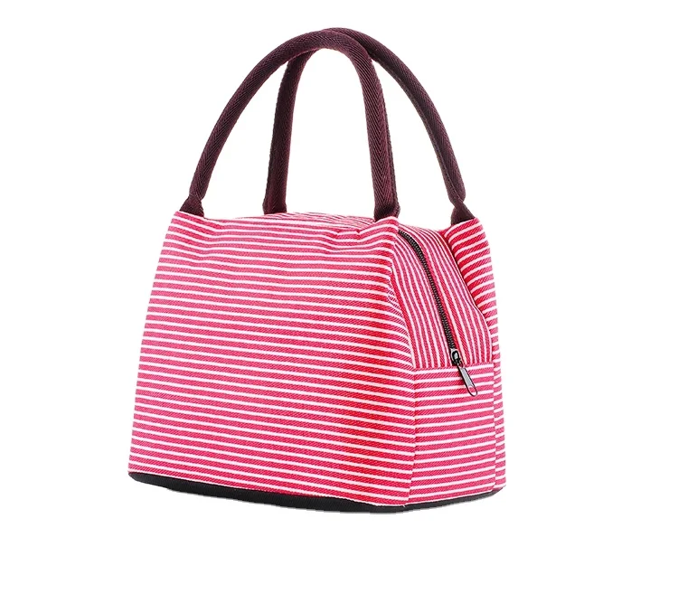 Изолированная ланч-сумка в полоску, Ланч-бокс для мужчин и женщин, детский Ланч-бокс для пикника, защитные сумки от протечки