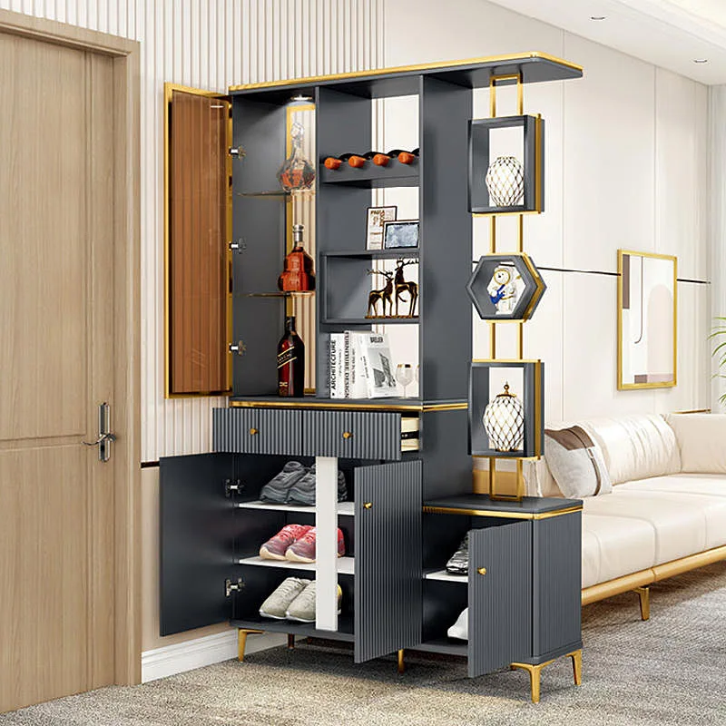 Modern Luxury White Corner Cabinet - Multifunctional Wine Bar