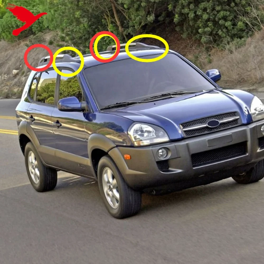 For Hyundai Tucson 2004-2008 Car Exterior Accessories Roof Rails Rack Leg Cover End Protection Cover Shell Trim 4PCS