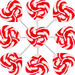 Swirl Lollipops Individually Wrapped Red White Heart Design Fruity Cola Block Piece Party Bag Fillers (12-Pack)
