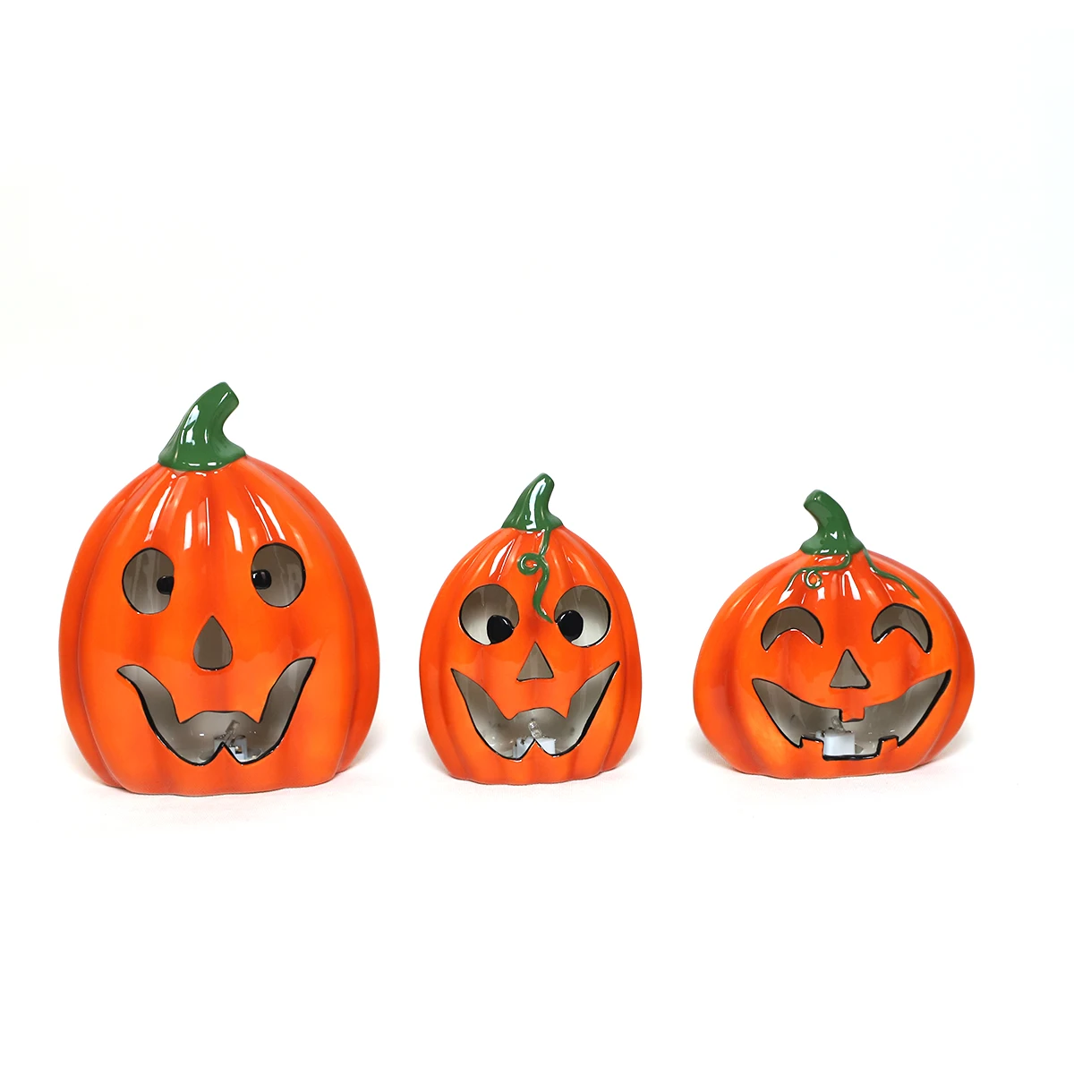 Custom Light Up Ceramic Pumpkin Lamp Ornaments Hollow Out  Pumpkin For Store Decoration