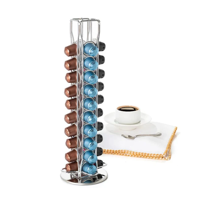 Rotatable Coffee Capsules Holder Rack Holds 40 Pods