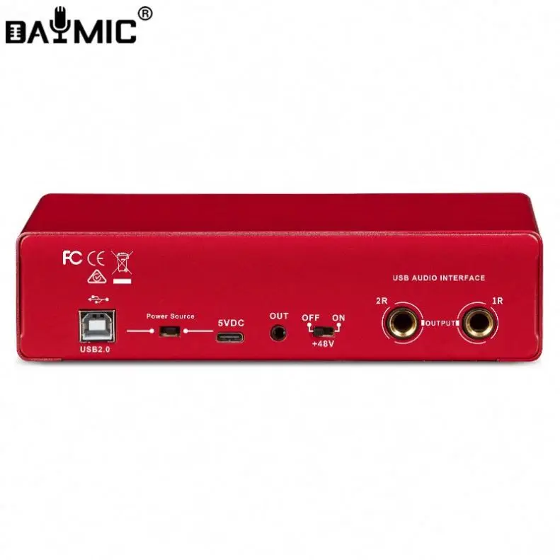 OEM Factory Pro Audio Interface 2In2Out Computer Audio Interface Recording Usb Recording logo Custom