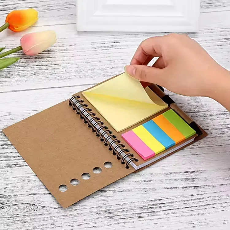 Personalized Mini Small Spiral Notebook Eco Memo Sticky Notes Flag ...