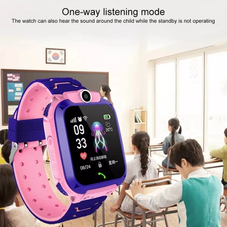 Q12 Kids Smart Watch with HD Photography LBS Location Two-Way Hands-Free Intercom Touch Screen Compass Square Watch for Kids