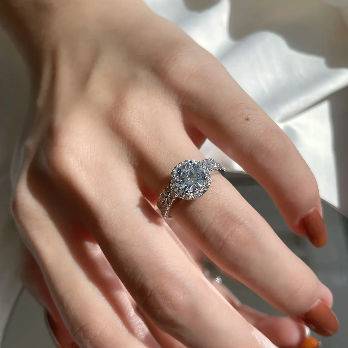 KAKODIY Luxury Two Piece Stackable 925 Sterling Silver Proposal Rings for Women 5A Cubic Zirconia Round Engagement Wedding Rings detail 2