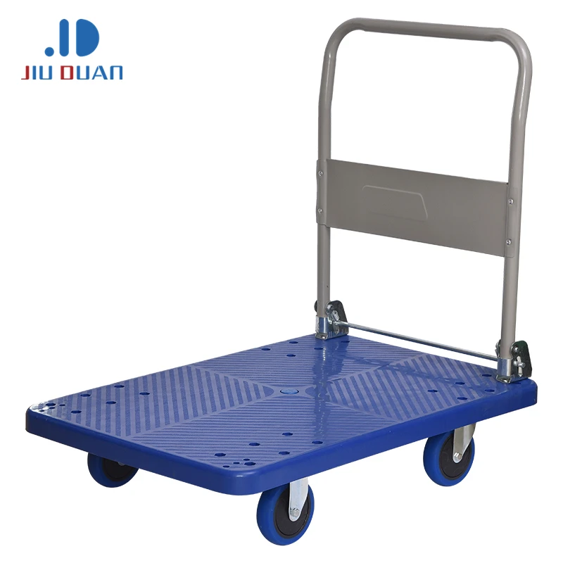 Heavy Duty Platform Hand Truck Flat Plastic Cart Trolley 300kg 4-wheel ...