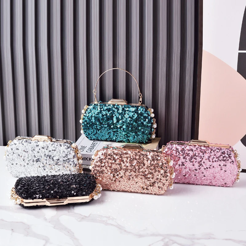 Trendy Evening Bag with Sequin Embroidery Luxury Clutch