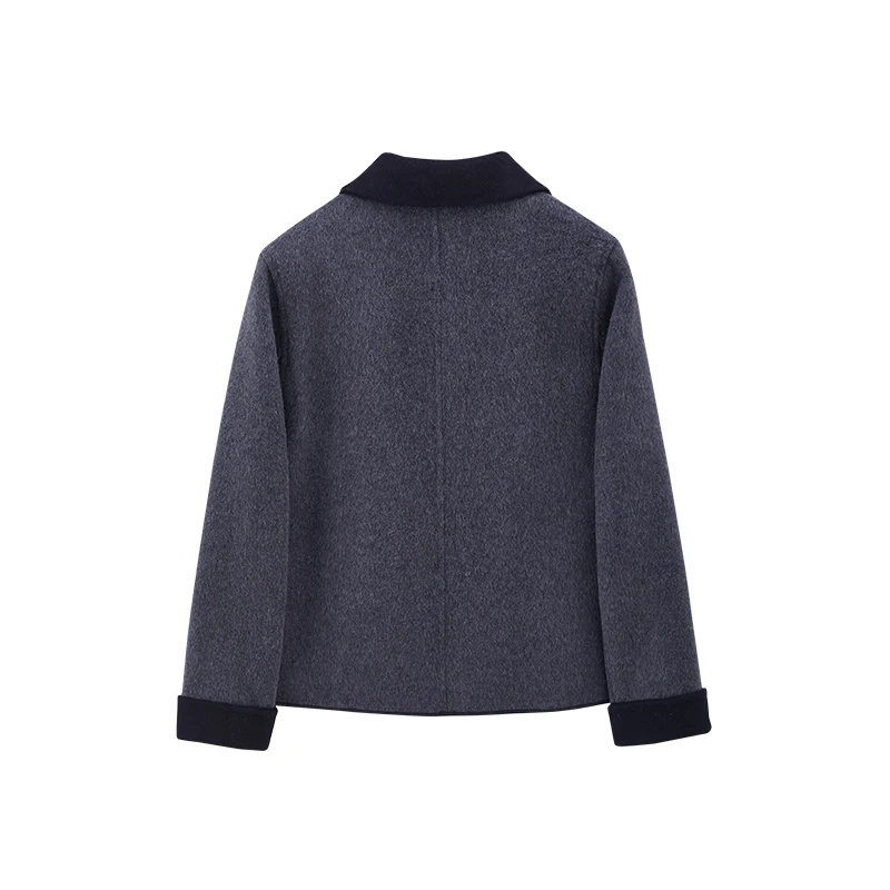 Women Autumn New Fashion Blend Short Blazer Coat Vintage Long Sleeve Female Outerwear Chic Femme