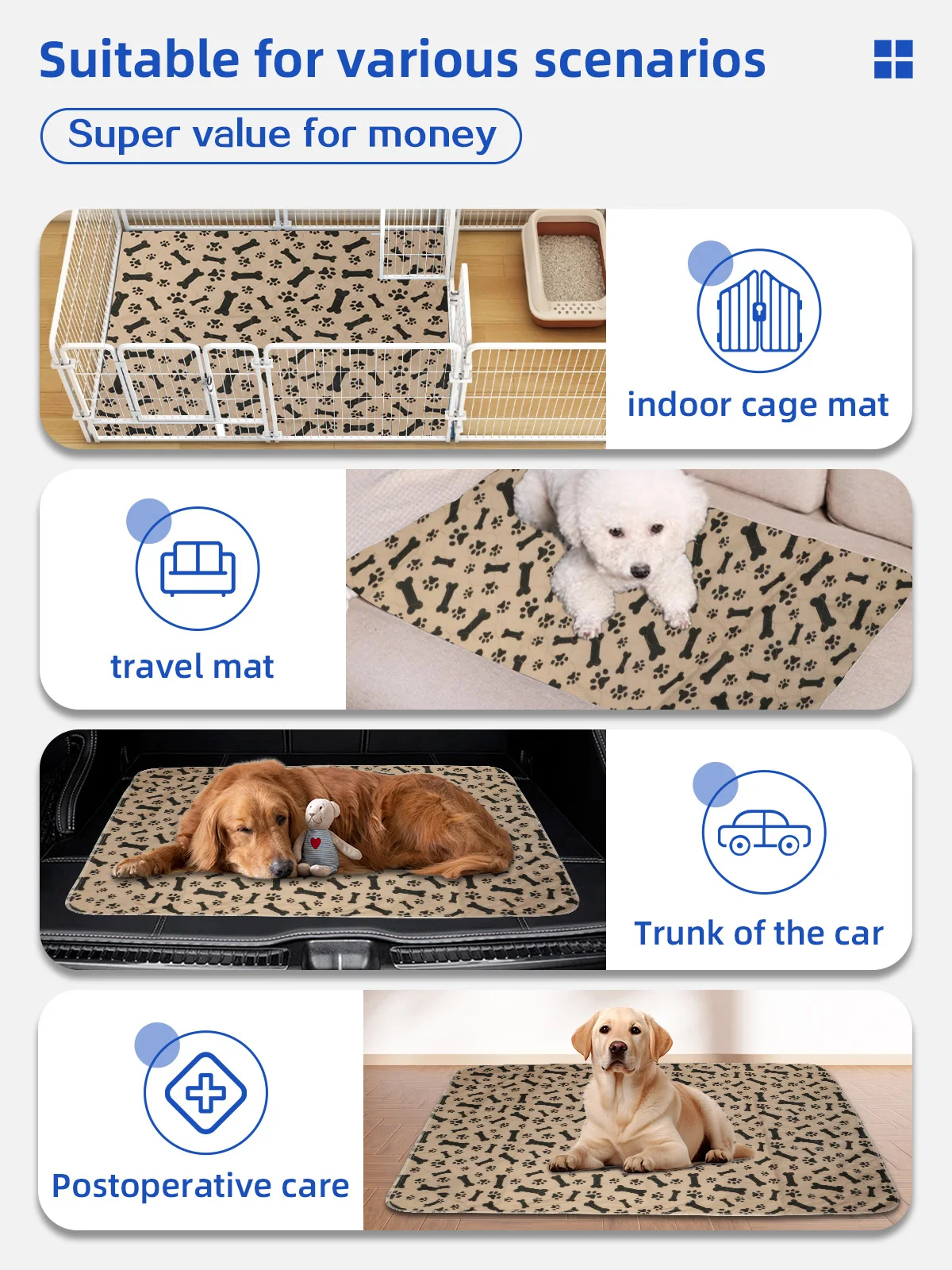 Wholesale Reusable Washable Dog Pad Pet Puppy Training Pee Pad for Dog - product detail 5