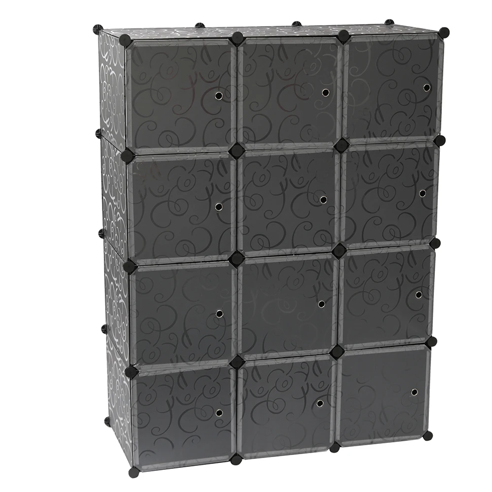 Cube 12. Шкаф пластиковый из кубов. Пластиковые куб напольный черный.