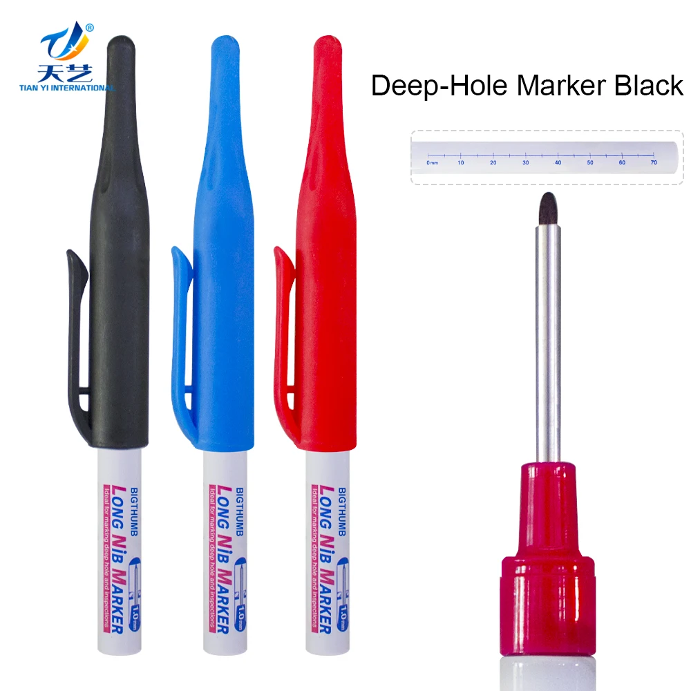 unahtinr 12 Pcs 20mm Long-Nib Marker Pens Deep Reach Markers Long Nose  Tiles Marker Pens Oil-based Carpenter Marker for Furniture