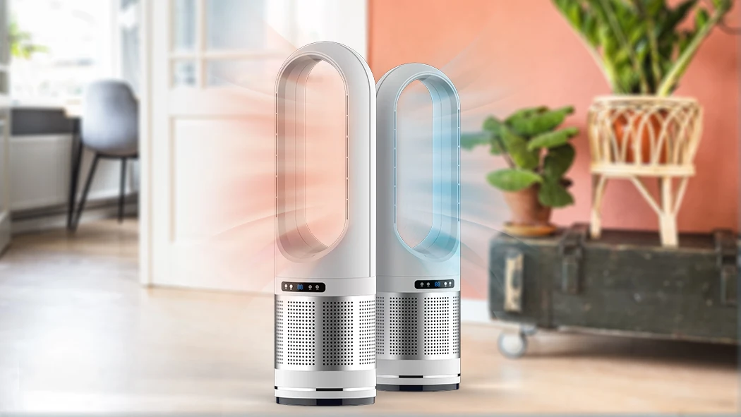Tower Fan Bladeless Heating and Cooling Fan With HEPA Filter Remote Control Leafless Fan Safety for Child