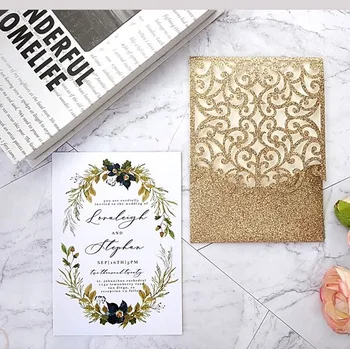 Elegant Greeting Card Envelope Paper Crafts Luxury Laser Cut Wedding Invitation