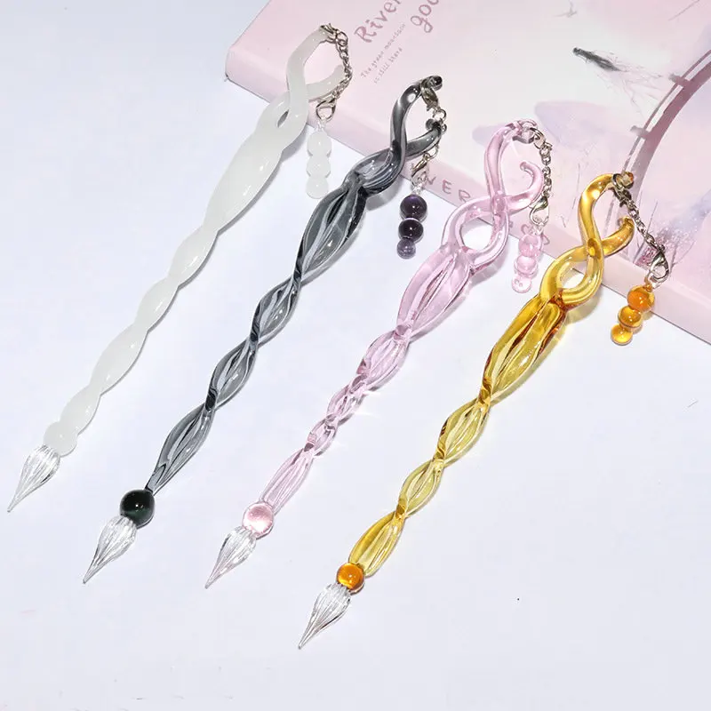 4-Pack Elegant Glass Dip Pens For Calligraphy & Drawing - Vintage Style Crystal Pens With Smooth Writing Tips
