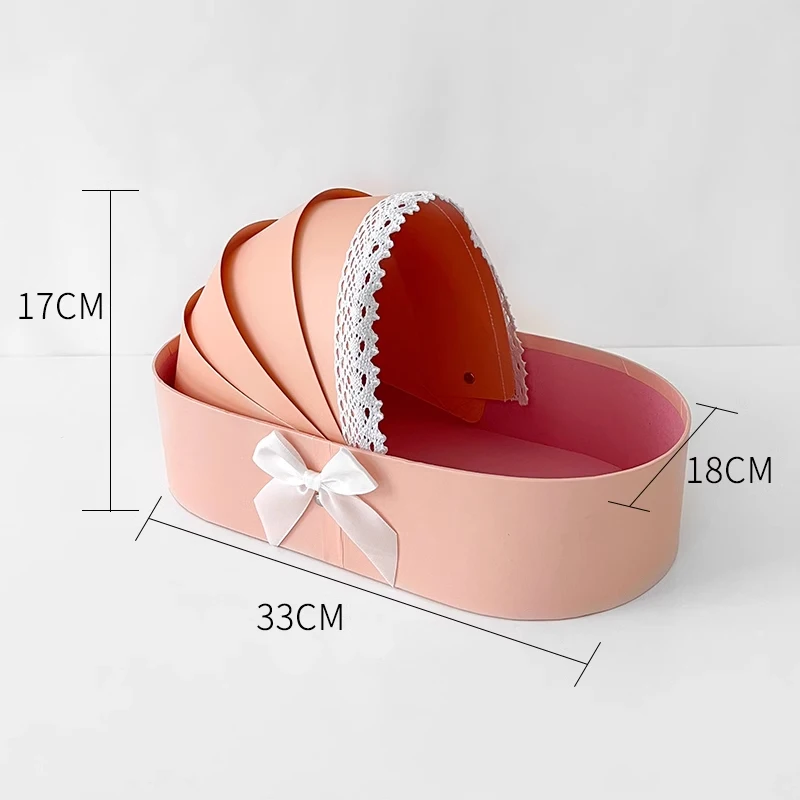 SINOWRAP New Arrival Cardboard Baby Crib Shaped Basket Gift Box Set Baby Shower, Gender Reveal, Flower Sweet Arrangement