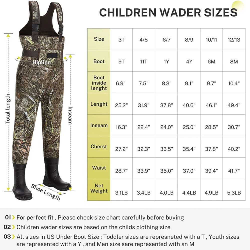 kids neoprene chest waders with rubber