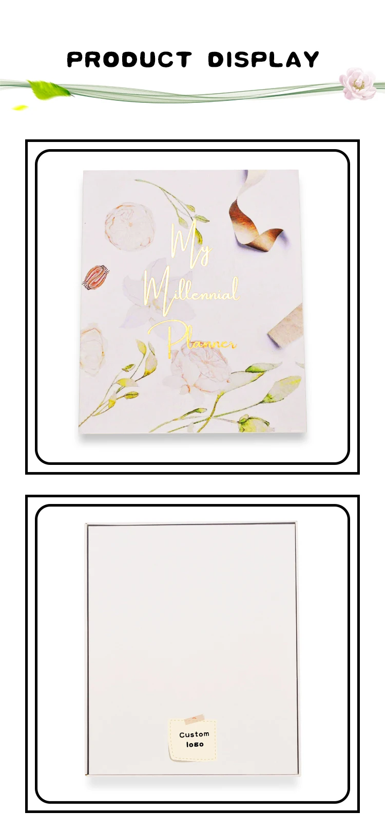 Custom Printing 2023 Planner Rose Gold Foil Spiral Steel Ring Hardbound Gift Customized Logo Box Packaging for Notebook Planner supplier