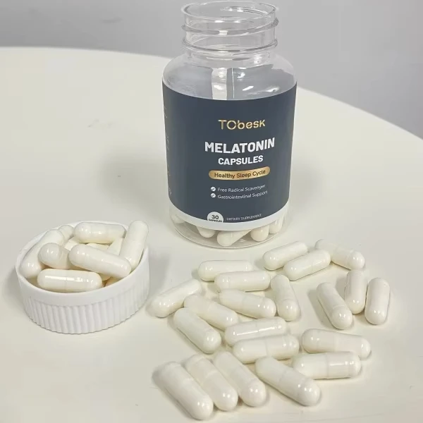 Customized Label and Logo Relax and Rest  Supplement Melatonin Capsules to Support Nighttime Comfort for Adults and Teenagers