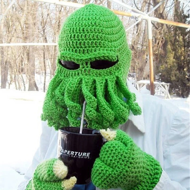 Handmade Funny Octopus Beard Hat Unisex 