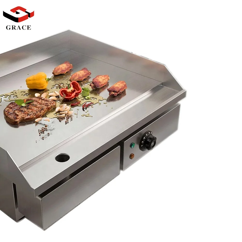 Commercial Small Stainless Steel Table Top Burger Electric Flat Plate  Griddle Grill