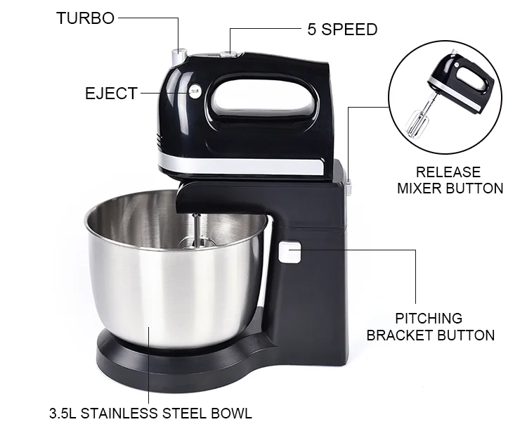 Home Kitchen Bread Cakes Flour Dough Egg Handheld Electric Beater Hand