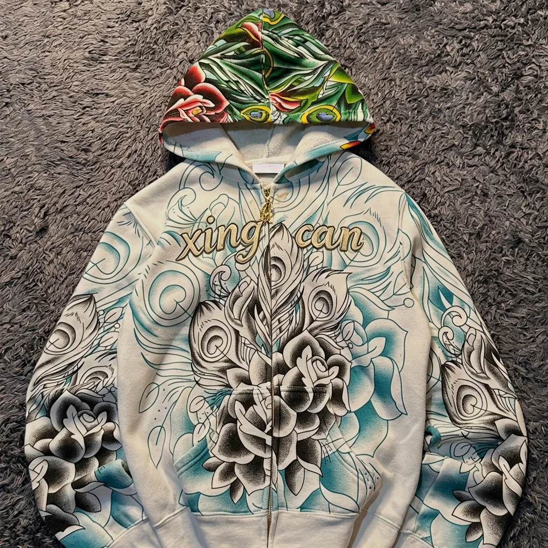 Κατασκευαστής streetwear, Hoodie με φερμουάρ για άντρες, OEM προσαρμοστική εκτύπωση ολόκληρης επιφάνειας με υποβλιματισμό, μικρή ελάχιστη ποσότητα παραγγελίας (MOQ), προσαρμοστικό