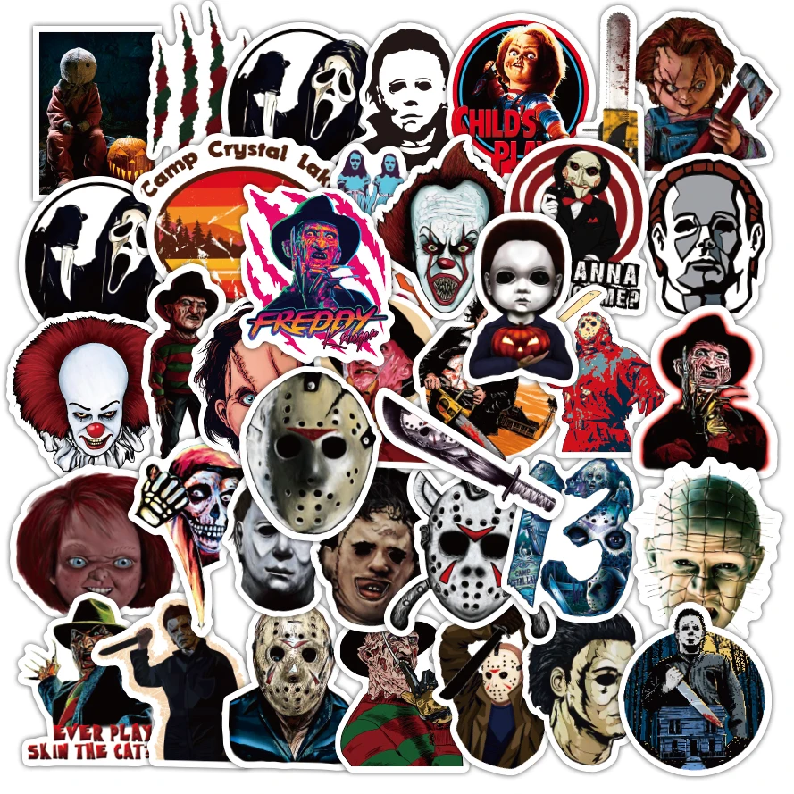 50pcs Mixed Horror Punisher Stickers Halloween Stickers Waterproof Pvc ...