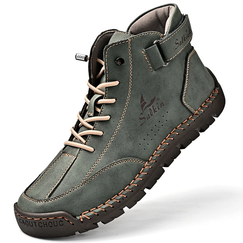 New Arrival Large Size OEM Accept Custom LOGO Hand Made Microfiber Leather Anti Slip High Top Men Casual Boots