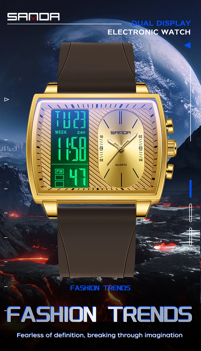Sanda 6238 Multifunctional Luminous Waterproof Watch For Men