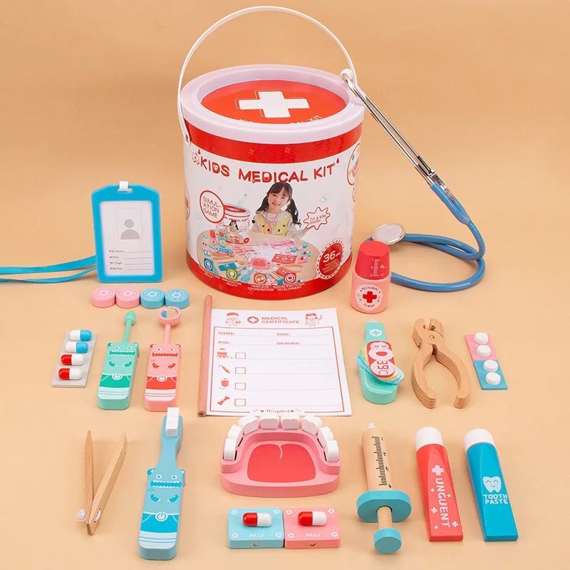 Новинка 2022 имитация врача набор игрушек развлекательный детский маленький врач деревянная игровой домик медицинская коробка