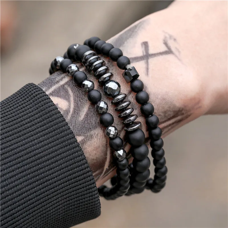 black stone bracelet men