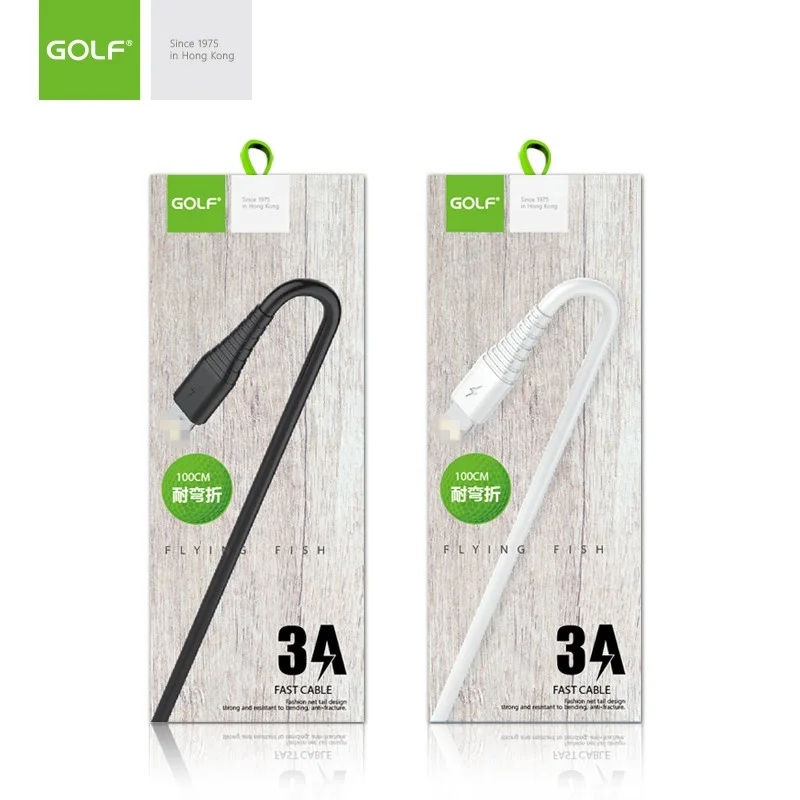 Гольф быстрой зарядки 2.4A летучей рыбы Quick Charge ПВХ сплав Тип C Micro IPX USB кабеля для передачи данных для мобильного телефона