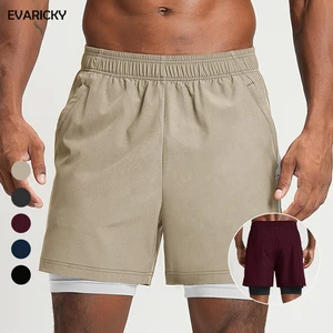Evaricky Custom 2 in 1 Shorts for Men Color-Block Side Lined Design Breathable Running Gym Fitness Workout Casual Gym Shorts