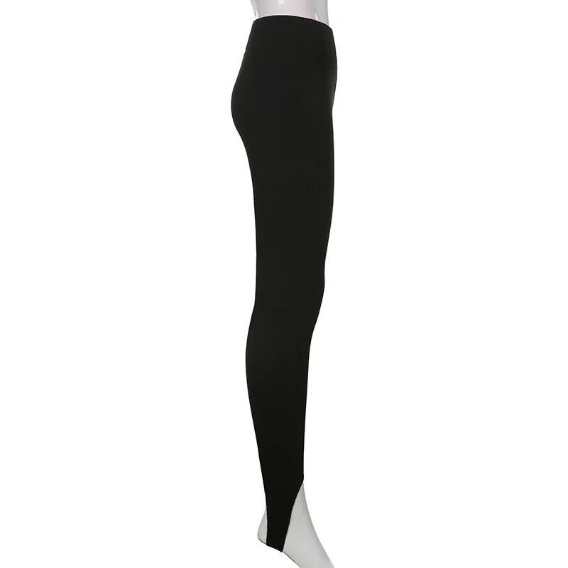 Tossy Beige Ribbed Knit Leggings Women High Waist Cotton Fitness Basic  Pants Casual Spring New All-Match Female Skinny Leggings
