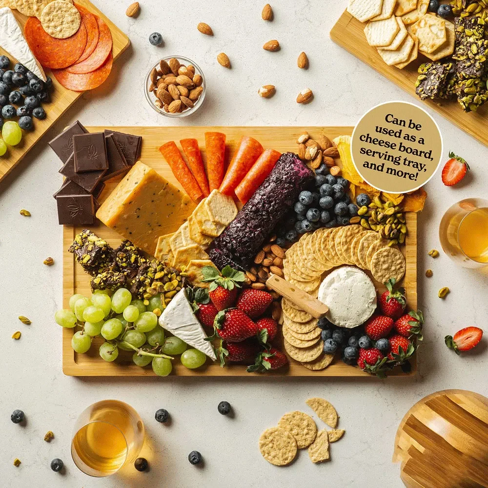 Bamboo Cutting Board Set Wood Cutting Board Set With Holder,Large Wooden Cutting Boards For