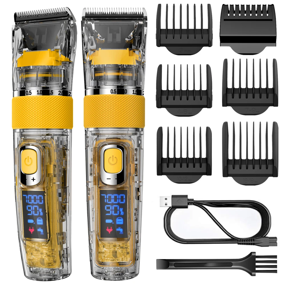 Yellow Transparent Barber Clipper Tunable Blade From  To  Cordless  Professional Rechargeable Hair Clippers For Men - Buy T9 Hair Trimmer,Tranparent  Money Clippers,Commercial Hair Clippers Product on 