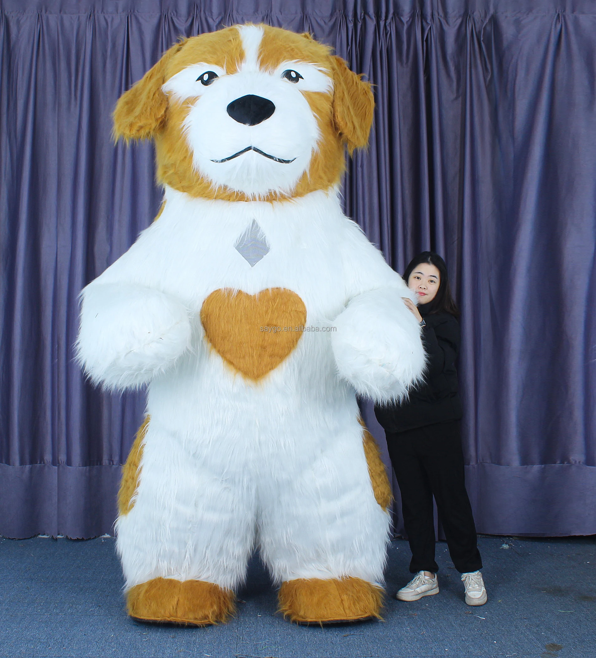 2m 2.6m Walking Plush Inflatable Cartoon Character Dog Mascot Costume for Parade Cartoon Dog Mascot Suit